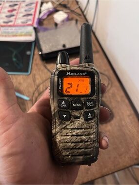 Midland Camo Portable Two-Way Radio - Camouflage Orange Display